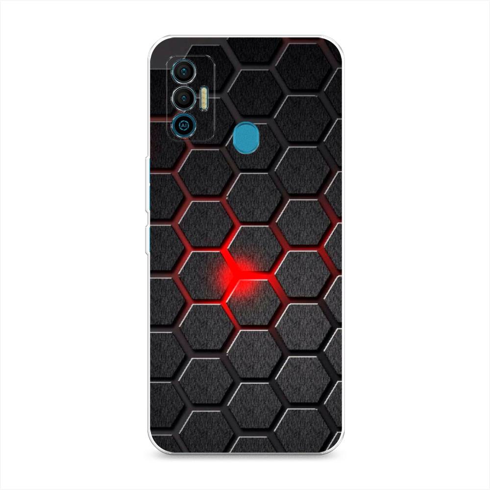 

Чехол для Tecno Spark 7 "Соты красные", Красный;черный;серый, 301050-3