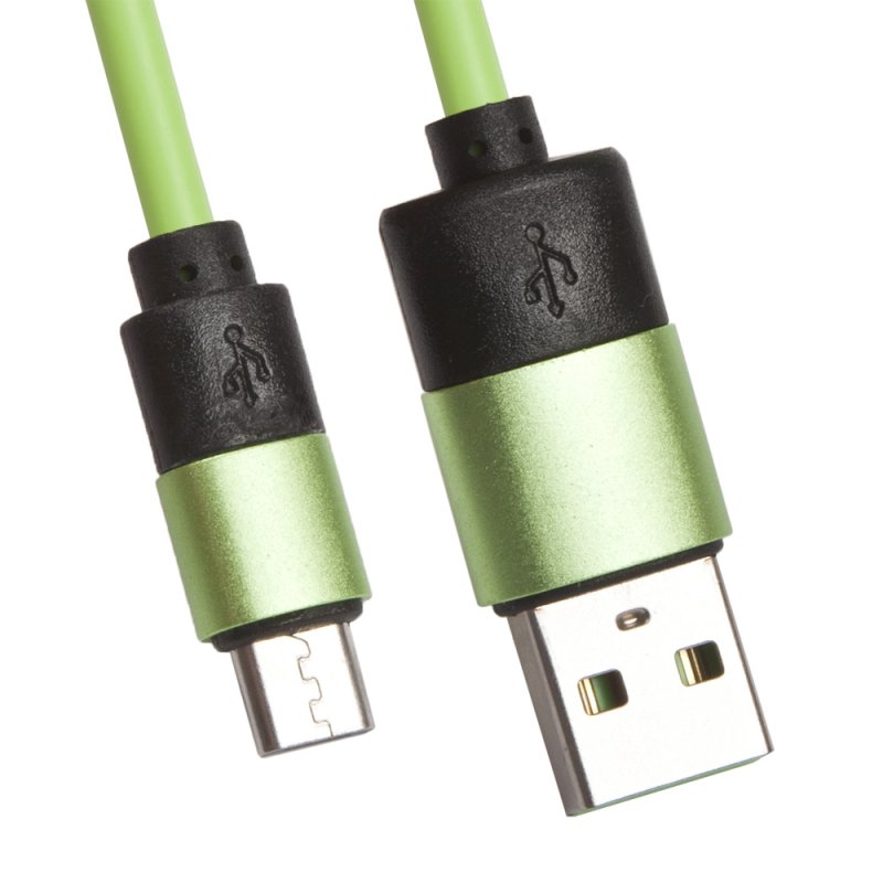 USB кабель LP Micro USB круглый soft touch металлические разъемы (зеленый/европакет)