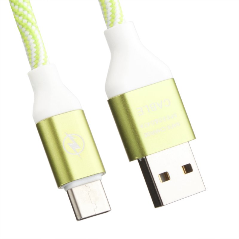 USB кабель LP USB Type-C Волны (зеленый/белый/европакет)