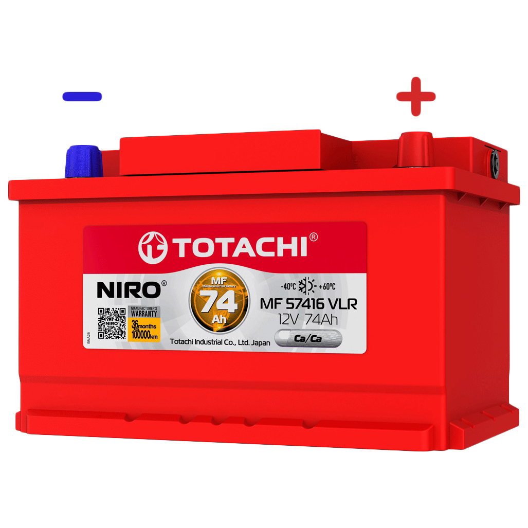 фото Аккумулятор автомобильный totachi niro mf 57416 vlr обратная lb 74 ah обратная l