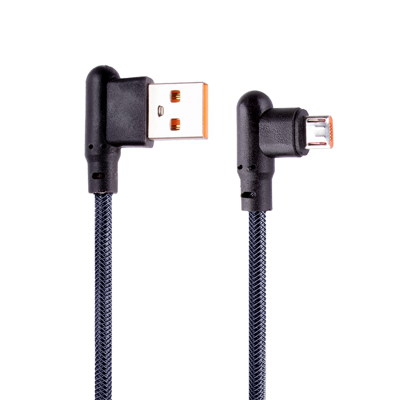 фото Usb кабель lp micro usb г-коннектор оплетка леска (черный/блистер) liberty project