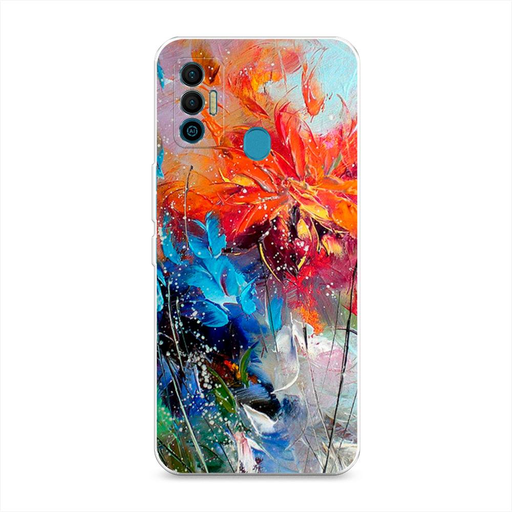 

Чехол для Tecno Spark 7 "Абстрактные цветы", Оранжевый;синий, 301050-4