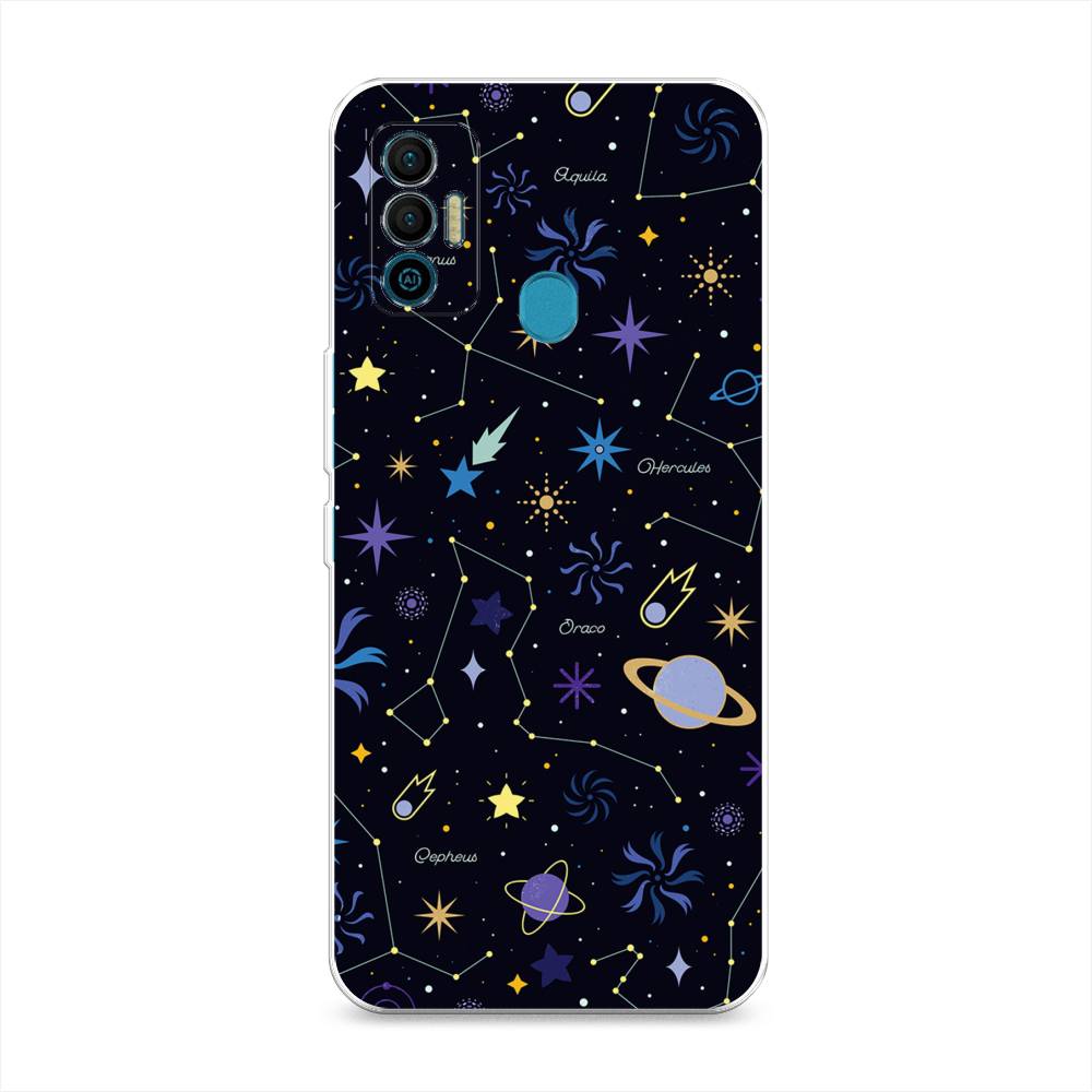 

Чехол для Tecno Spark 7 "Цветной космос", Желтый, 301050-2