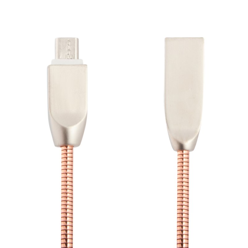 USB кабель LP Micro USB Панцирь в металлической оплетке (розовое золото/коробка)