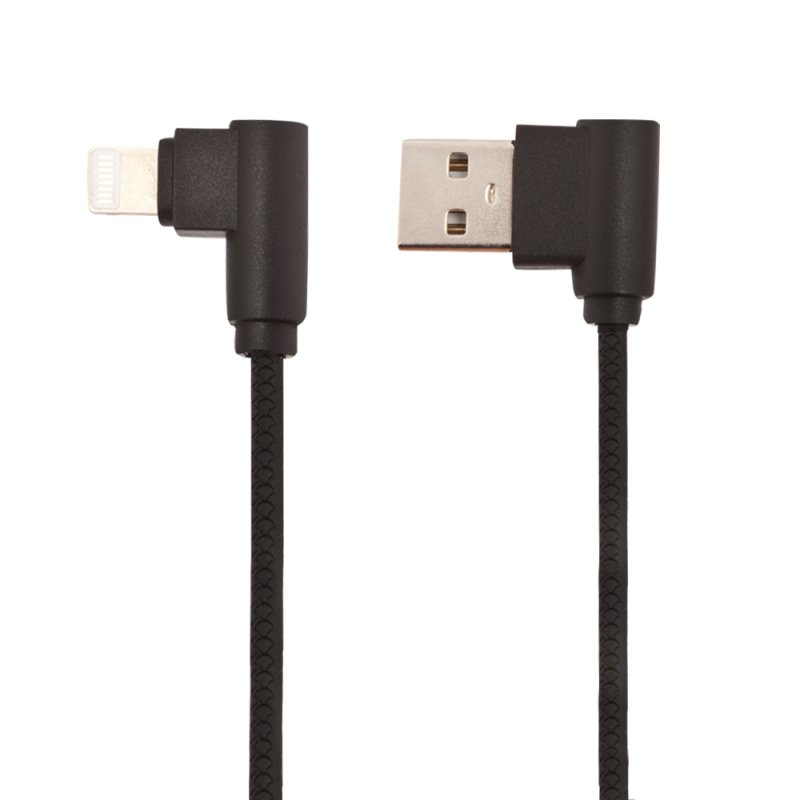 фото Usb кабель lp для apple lightning 8 pin l-коннектор круглый шнурок (черный/коробка) liberty project