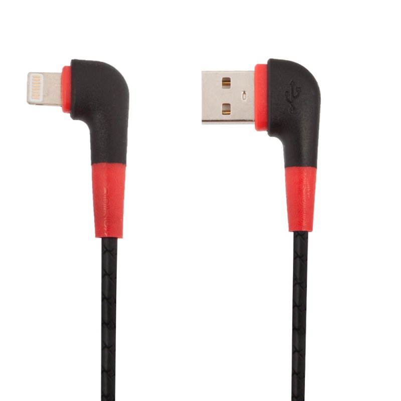 

USB кабель LP для Apple Lightning 8 pin L-коннектор Кожаный шнурок (черный/коробка)