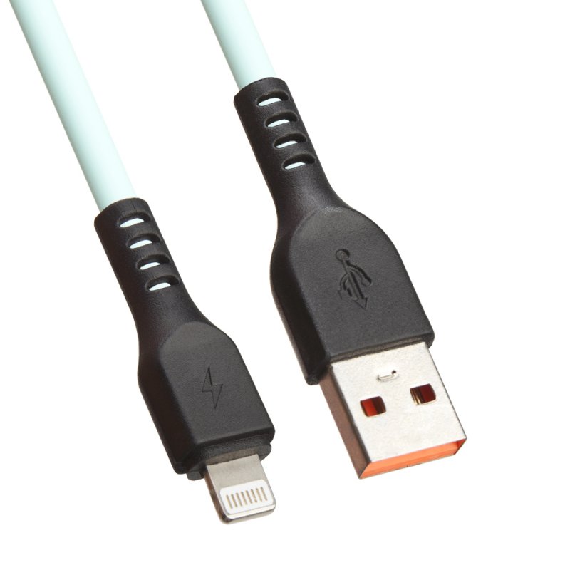 фото Usb кабель lp для apple lightning 8-pin extra tpe (бирюзовый/коробка) liberty project