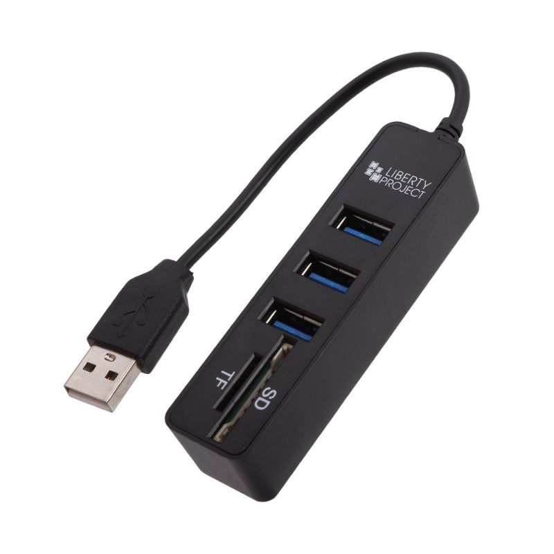 

USB 2.0 HUB LP хаб на 3 USB + SD + TF (черный)