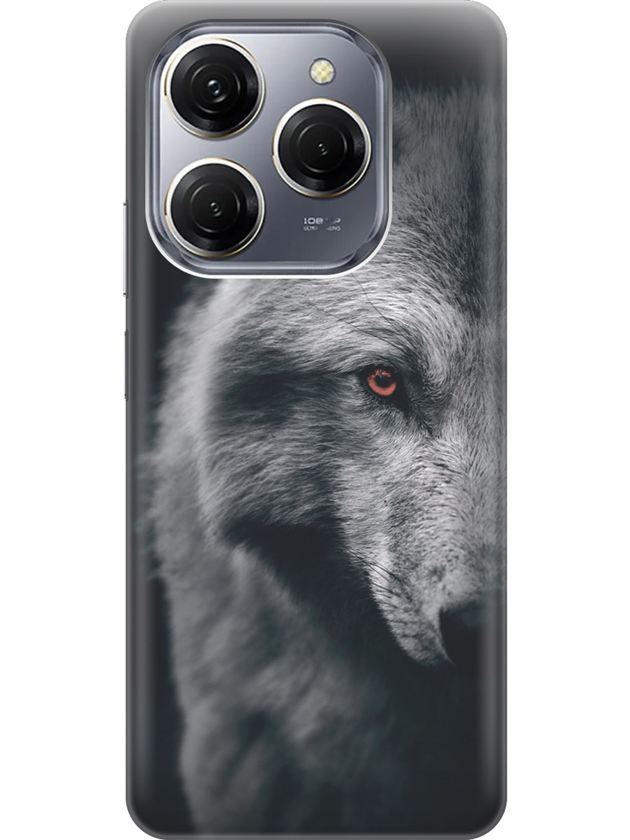 

Силиконовый чехол на Tecno Spark 20 Pro с рисунком "Красноглазый волк", Красный;серый;черный, 20011919