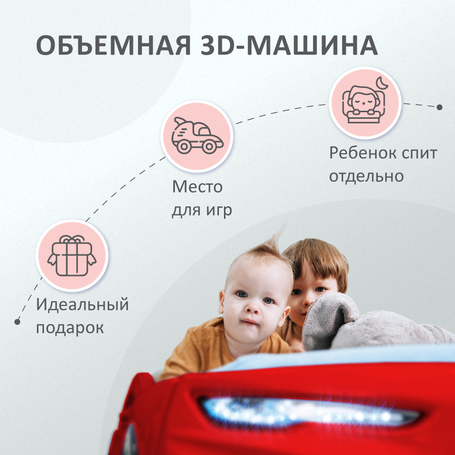 

Кровать Dynamic-M красная+подсветка фар+ящик Romack Dynamic-M 400_33, Красный, Dynamic-M