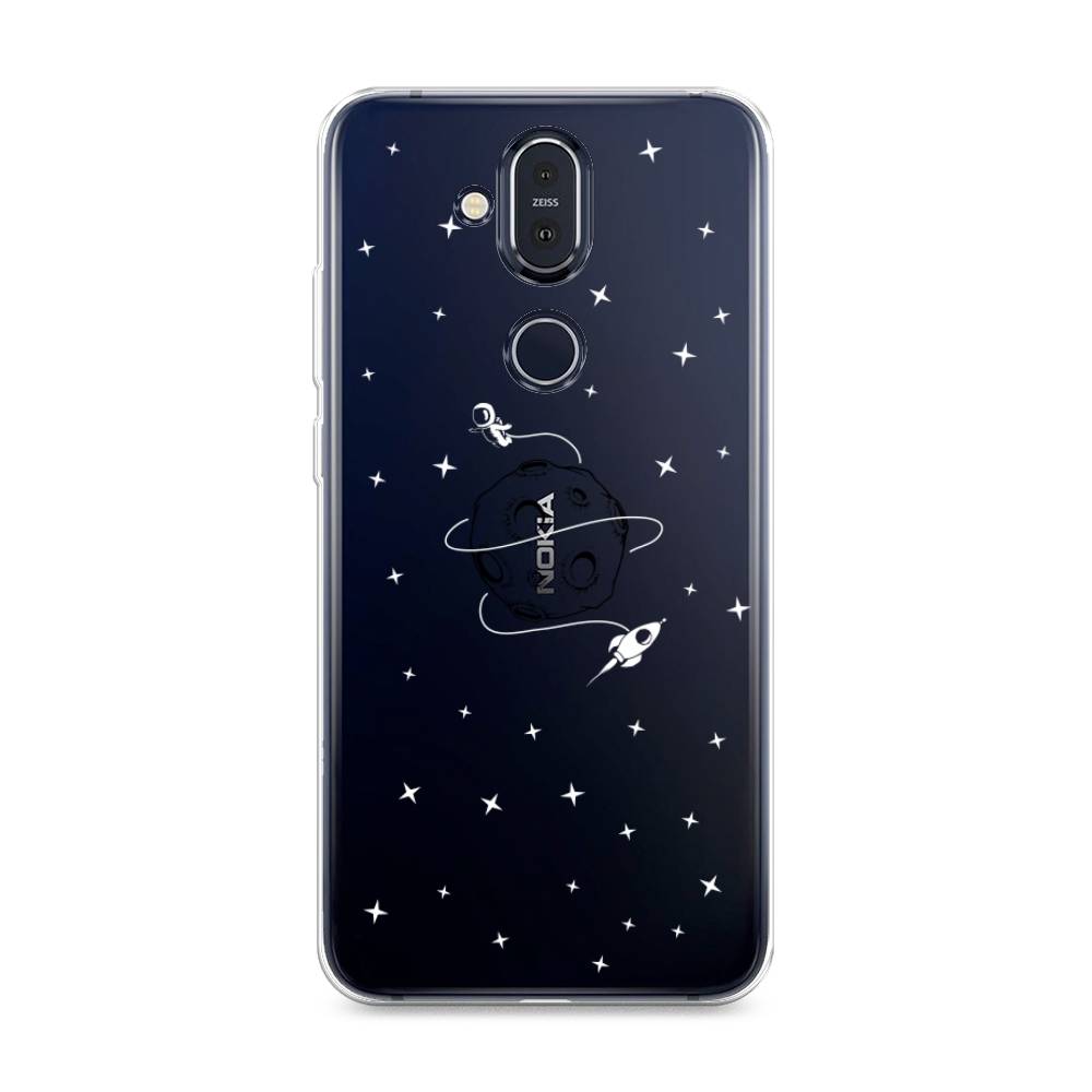 

Чехол на Nokia 8.1 "Полет вокруг луны", Белый;серый;черный, 122250-2