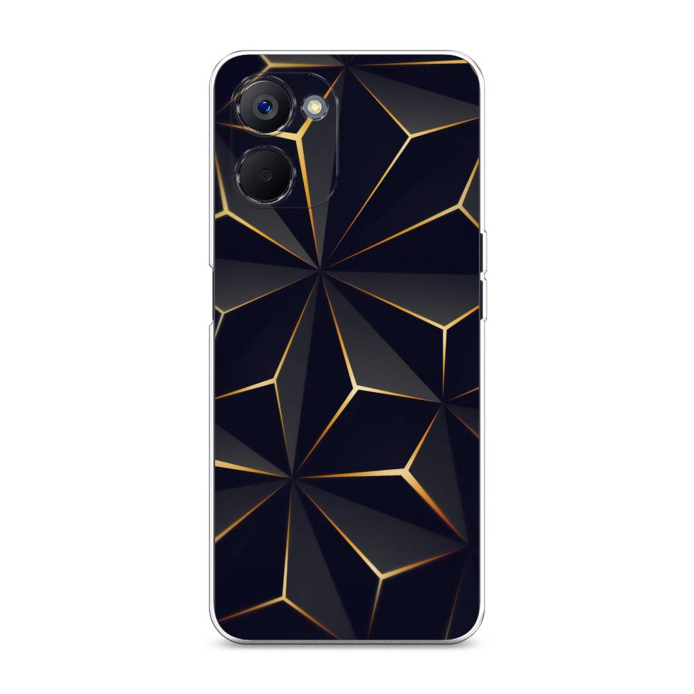 

Чехол на Realme V20 "Черные полигоны", Золотистый;черный, 2512950-3