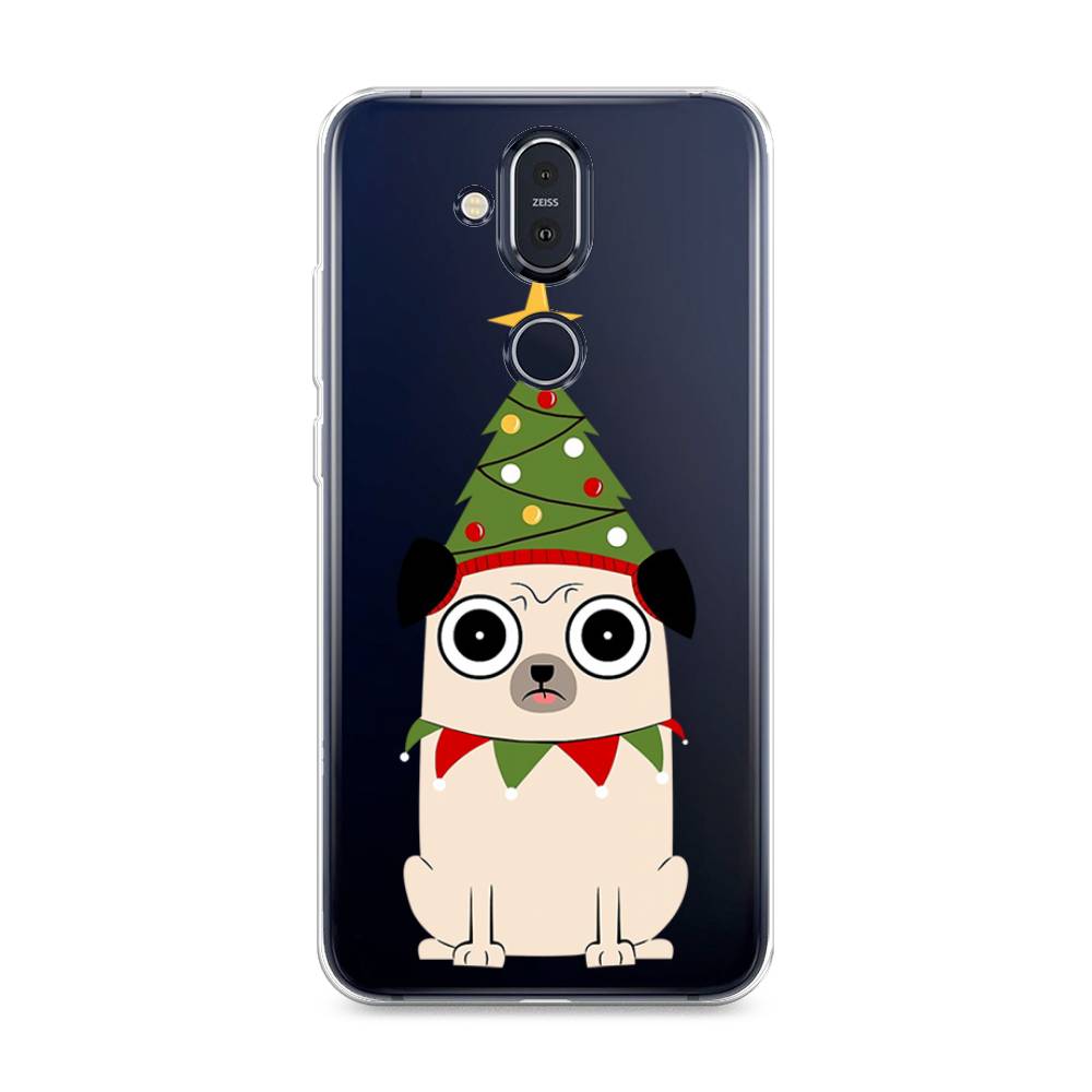 

Чехол на Nokia 8.1 "Собачка с ёлочкой", Бежевый;красный;зеленый, 122250-1