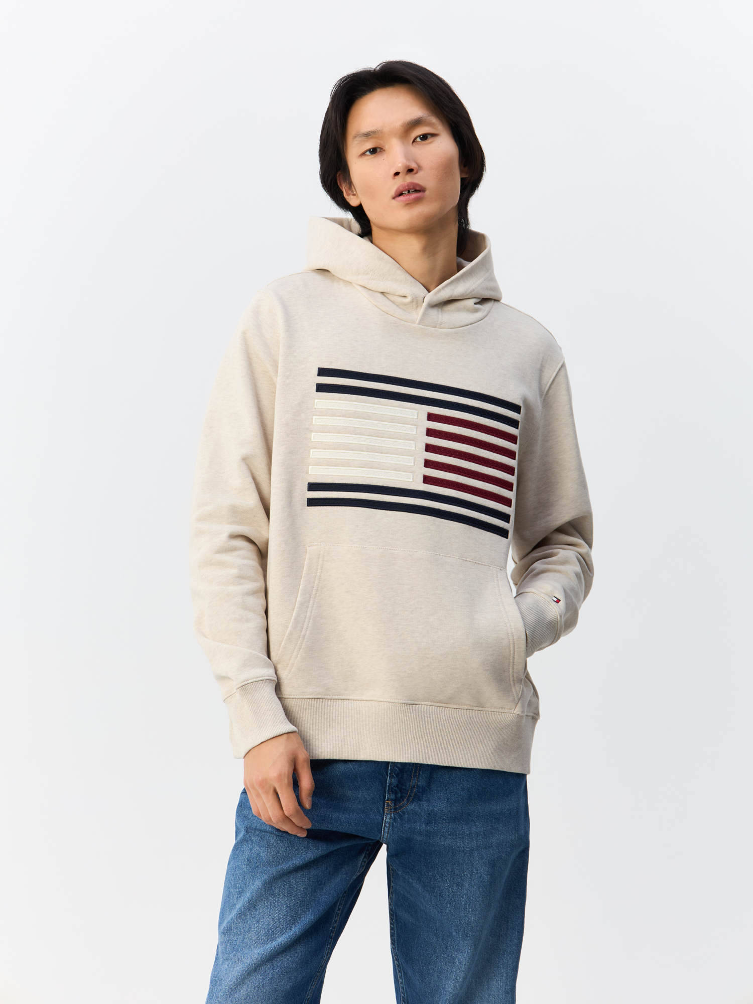 

Худи мужское Tommy Hilfiger MW0MW37117 бежевое M, Бежевый, MW0MW37117