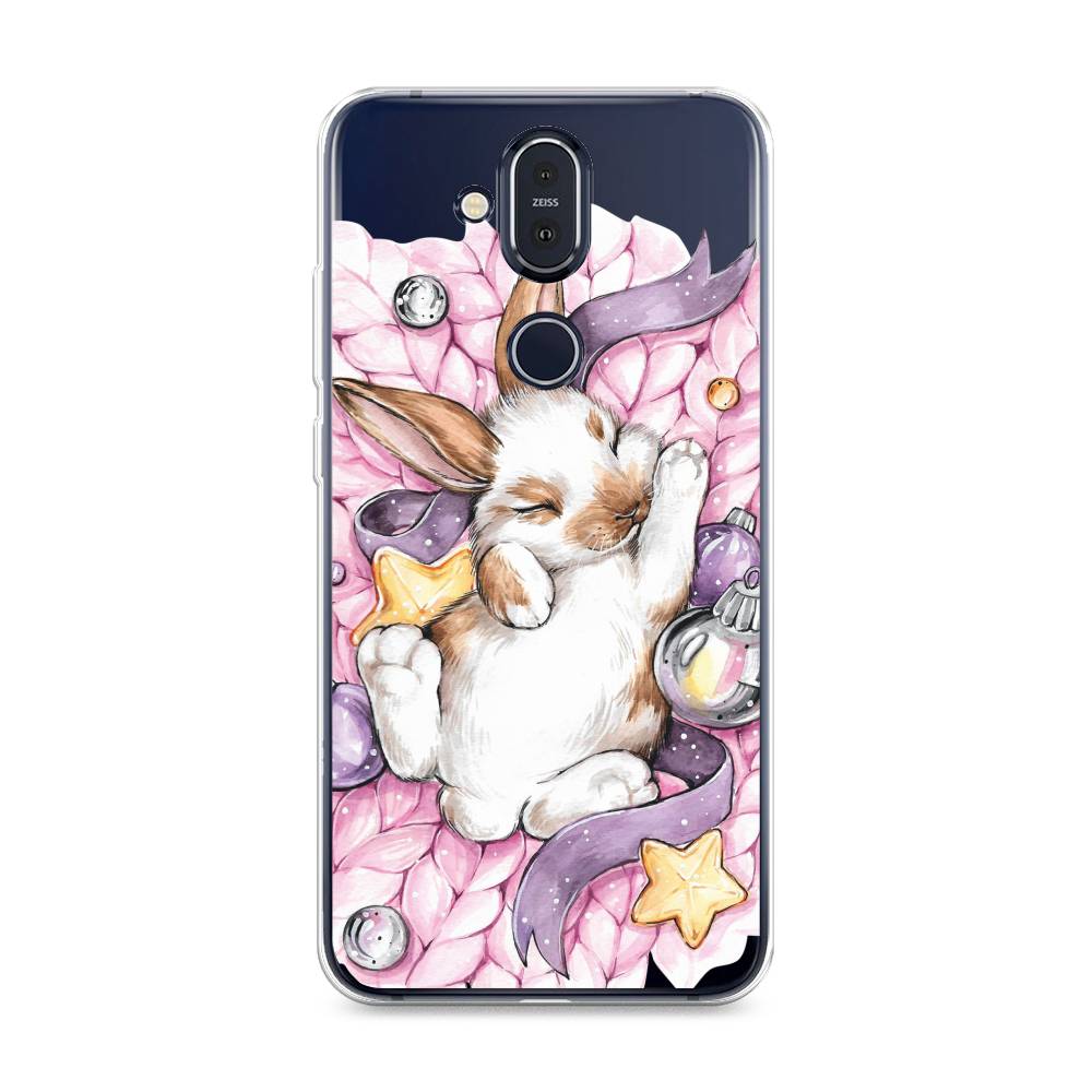 

Чехол на Nokia 8.1 "Кролик спит", Розовый;белый, 122250-5