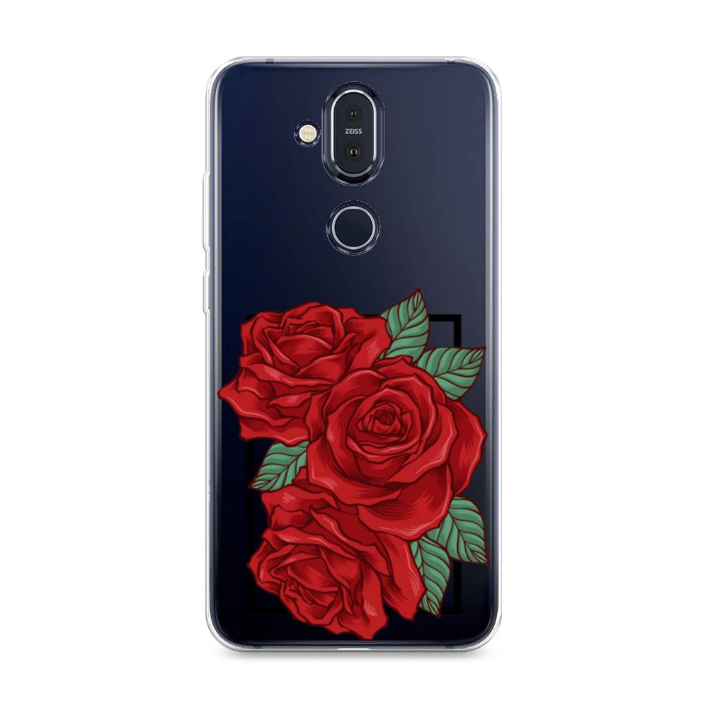 

Чехол на Nokia 8.1 "Три алые розы", Красный, 122250-2
