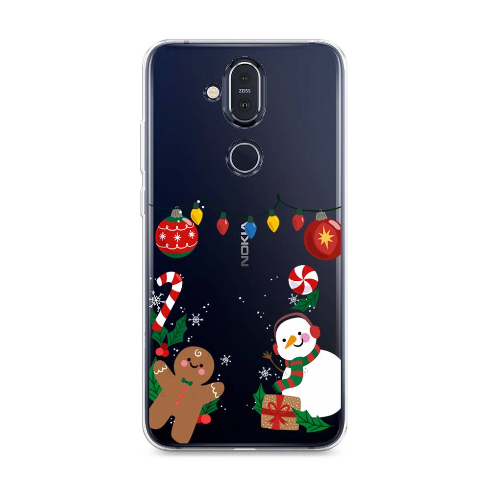 

Чехол на Nokia 8.1 "Новогоднее настроение", Коричневый;красный;зеленый, 122250-5