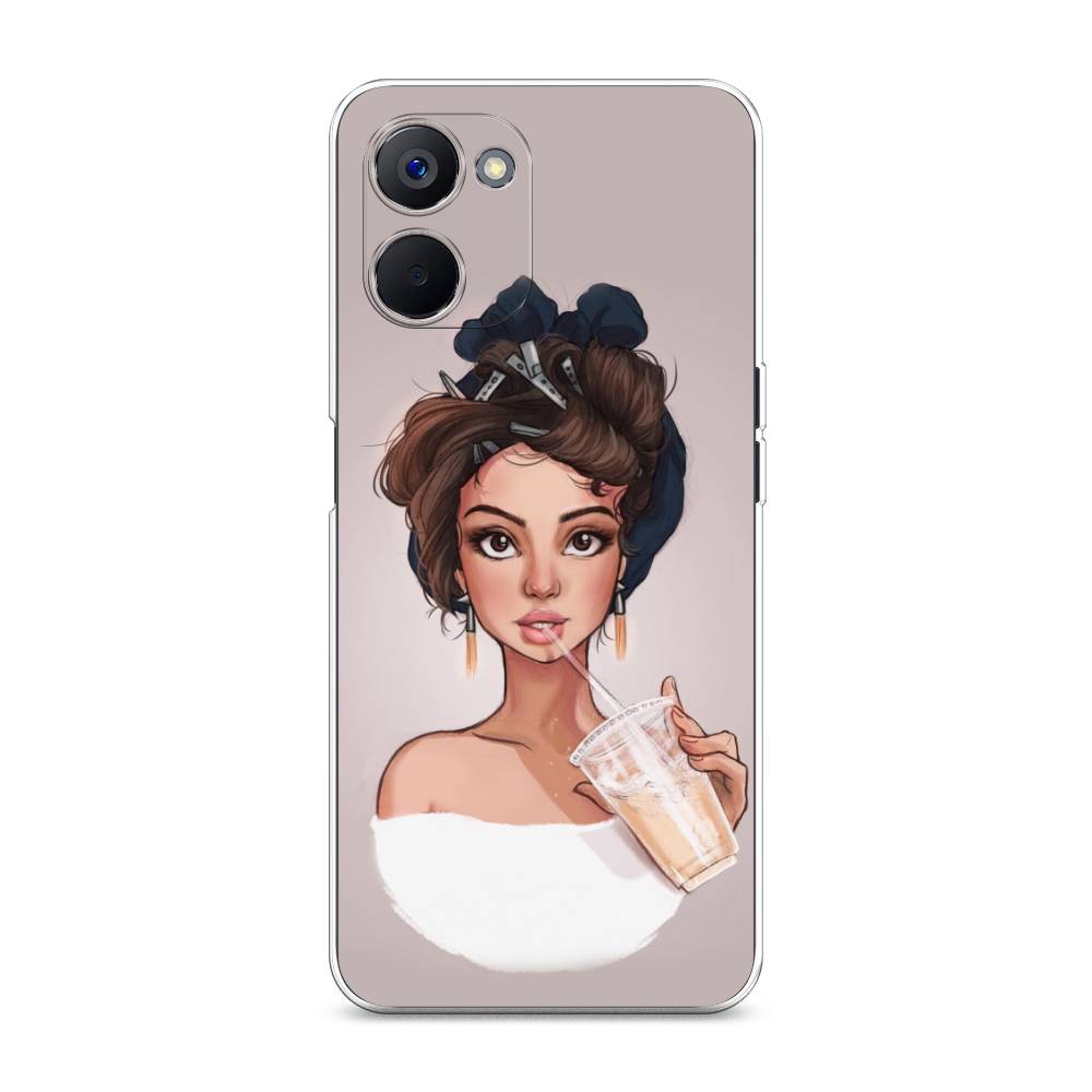 

Чехол на Realme V20 "Девушка с фраппе", Серый, 2512950-6
