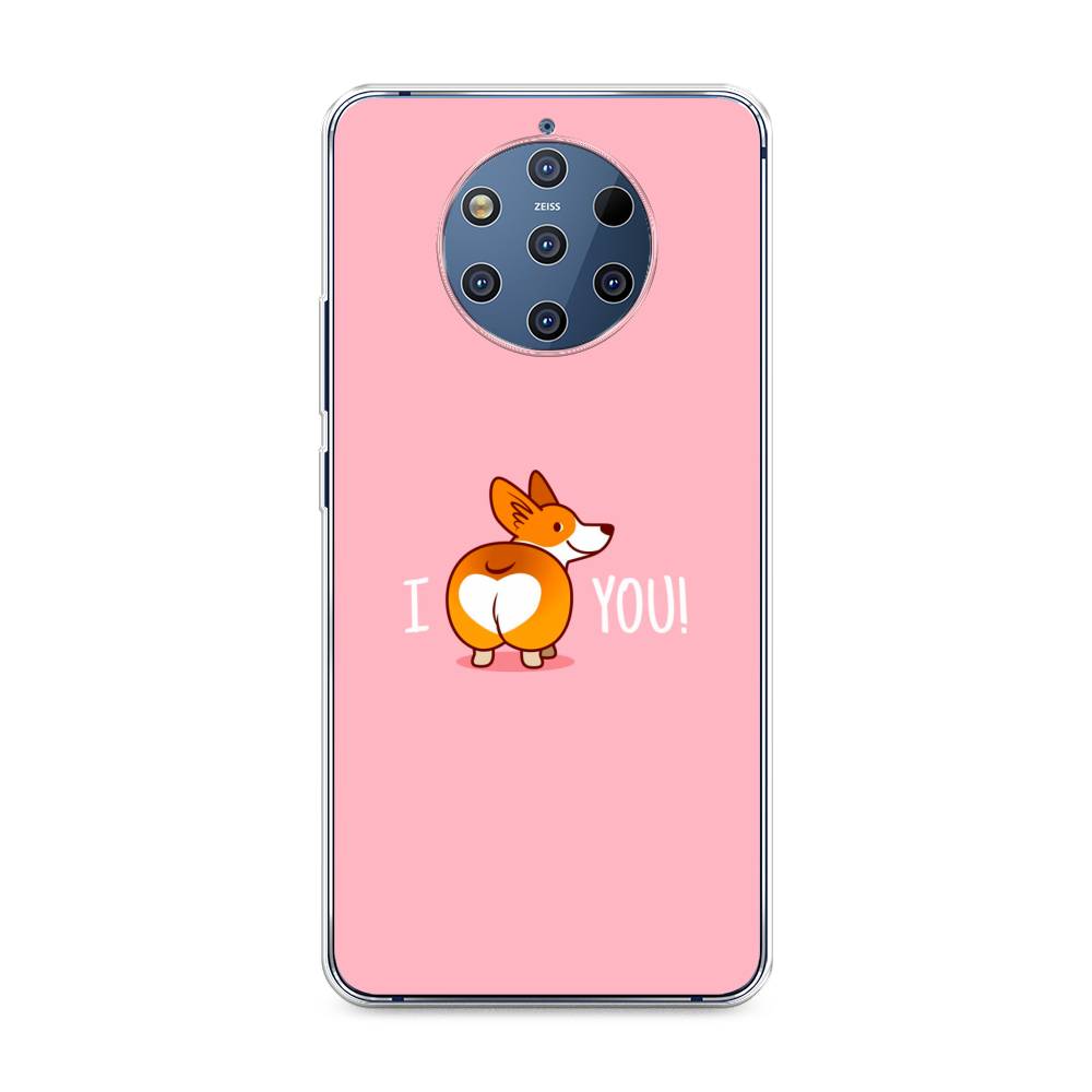 

Чехол на Nokia 9 Pure View "Корги I love you", Розовый;коричневый;белый, 122350-1