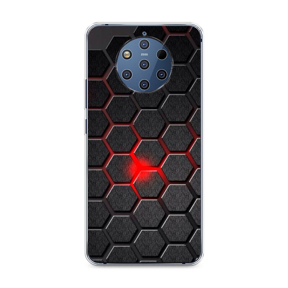 

Чехол на Nokia 9 Pure View "Соты красные", Красный;черный;серый, 122350-3