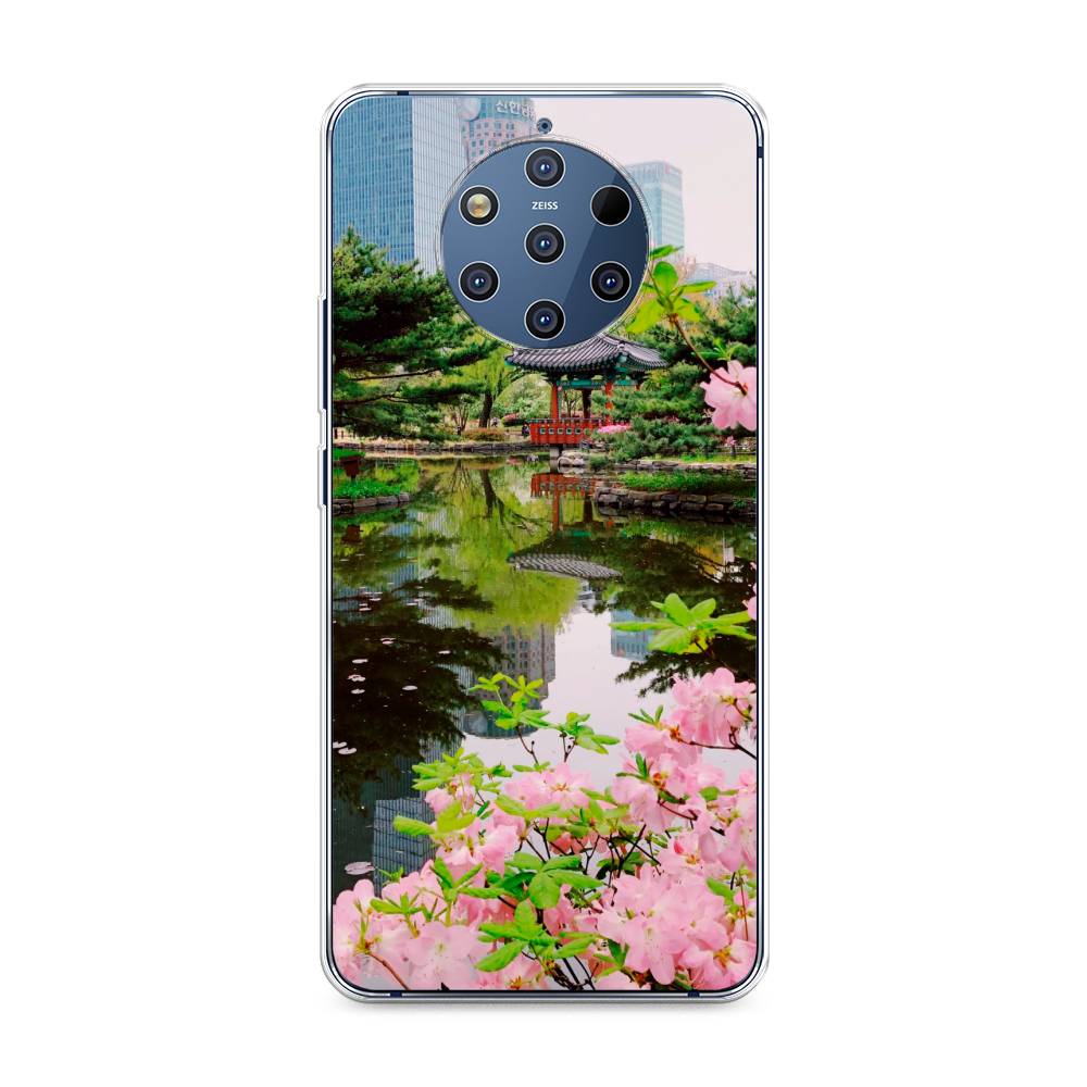 

Чехол на Nokia 9 Pure View "Сакура возле озера", Зеленый;розовый;голубой, 122350-2