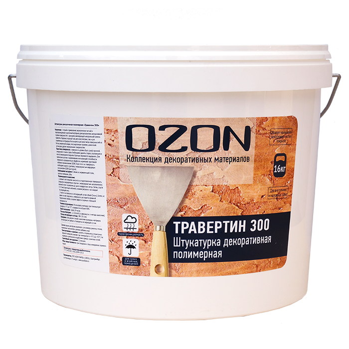 фото Ozon штукатурка декоративная "травертин 300" тр-300-16 белая морозостойкая ozone