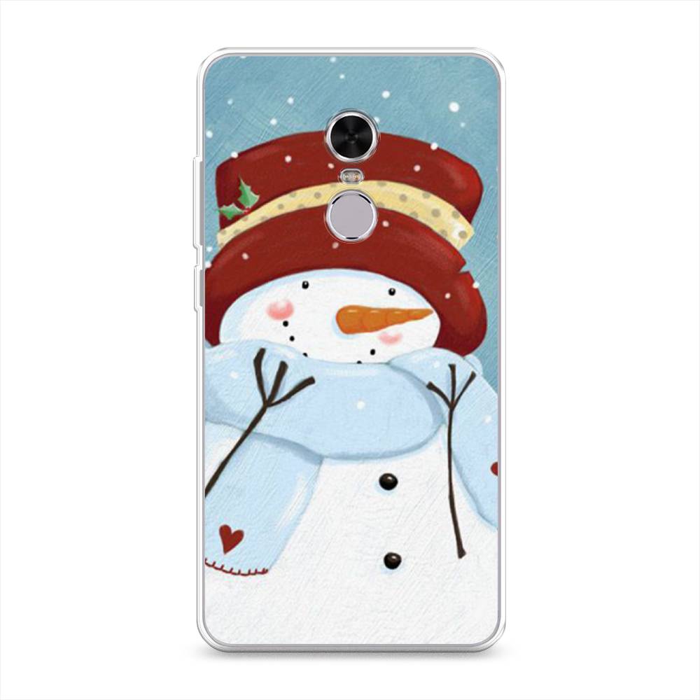 

Чехол на Xiaomi Redmi Note 4 "Застенчивый снеговик", Голубой;белый;красный, 31850-5