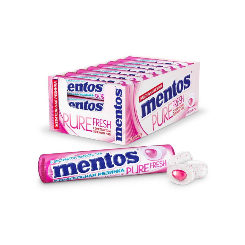 Жевательная резинка Mentos Pure Fresh Тутти-Фрутти, 15,5гх24шт/уп