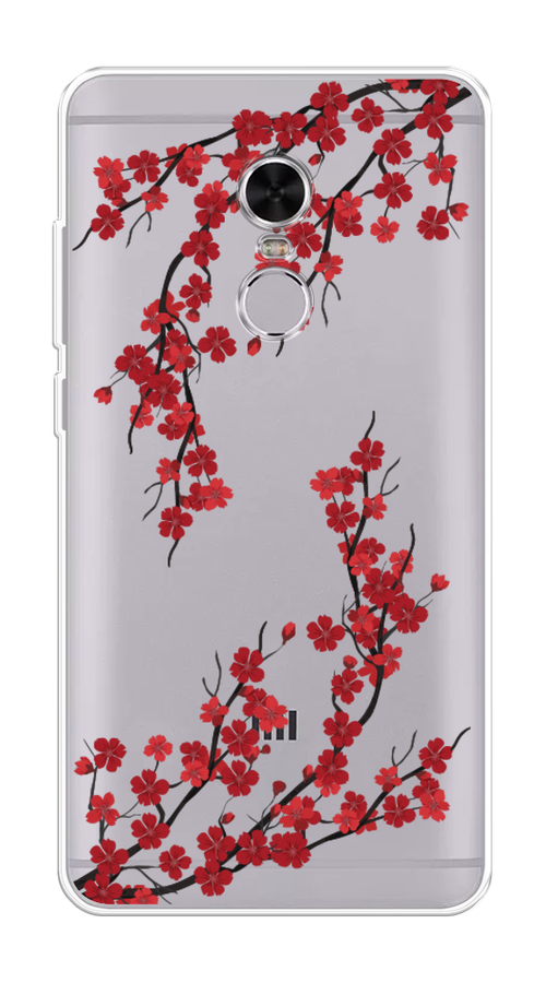 

Чехол на Xiaomi Redmi Note 4 "Красная сакура", Красный;черный, 31850-2