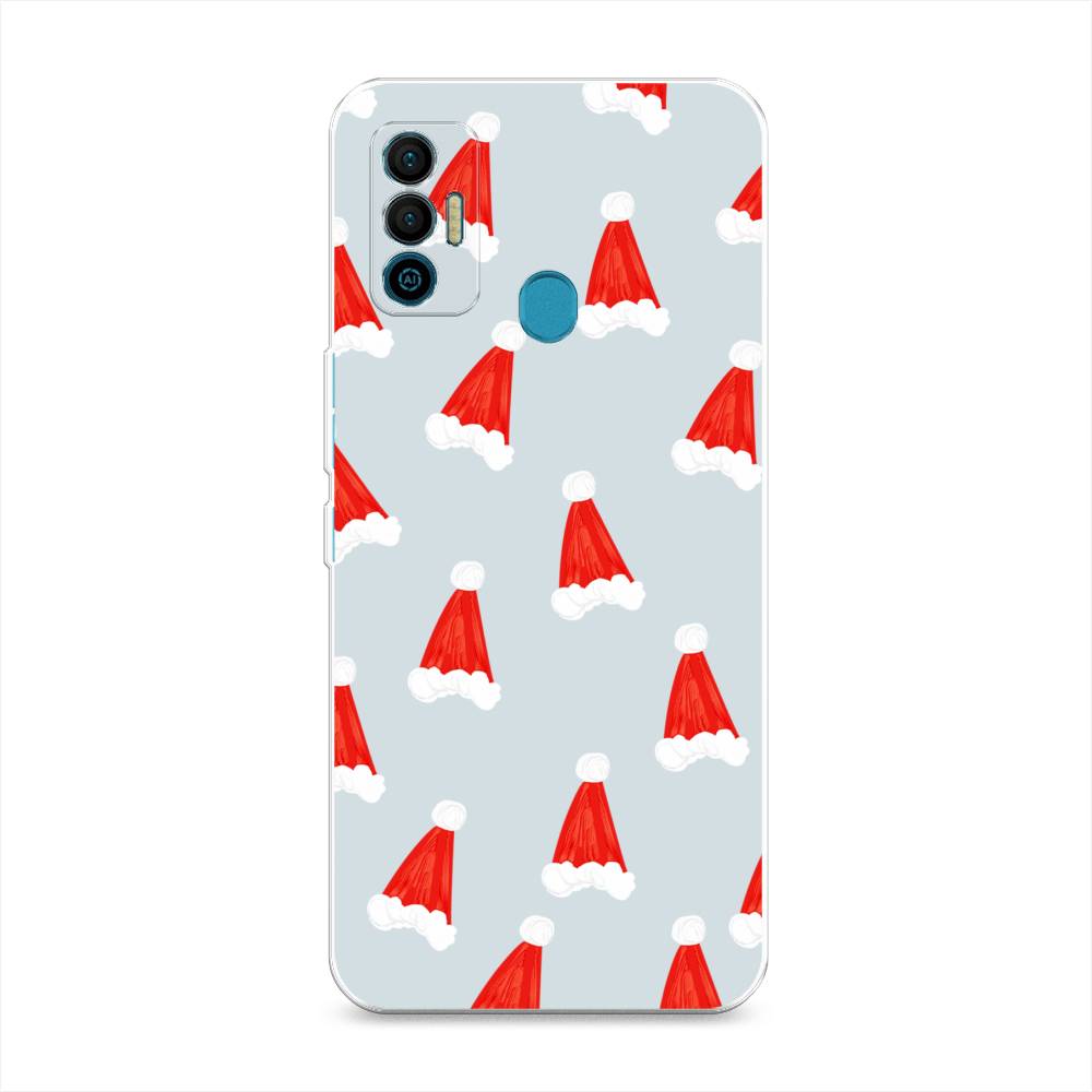 

Чехол для Tecno Spark 7 "Новогодние шапочки", Белый;красный;серый, 301050-5