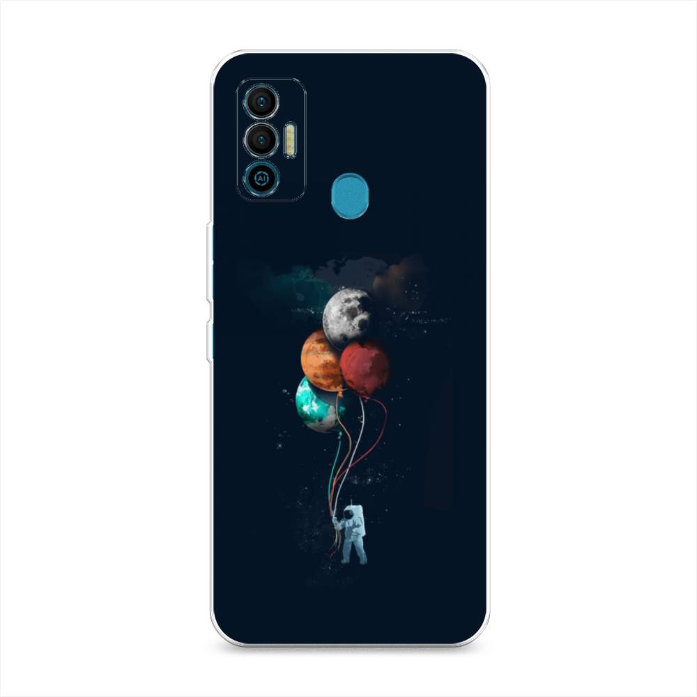 

Чехол для Tecno Spark 7 "Космонавт с шариками", Разноцветный, 301050-4