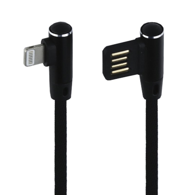 фото Usb кабель lp для apple lightning 8 pin оплетка т-порт 1м. (черный/европакет) liberty project