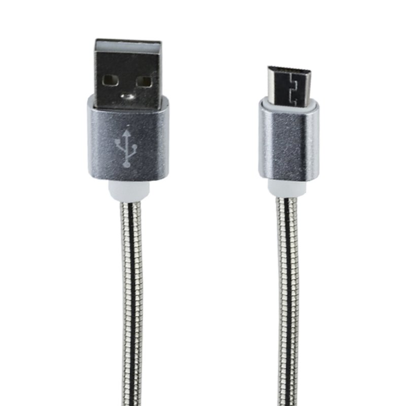 USB кабель LP Micro USB Металлическая оплетка 1м. (серебряный/европакет)