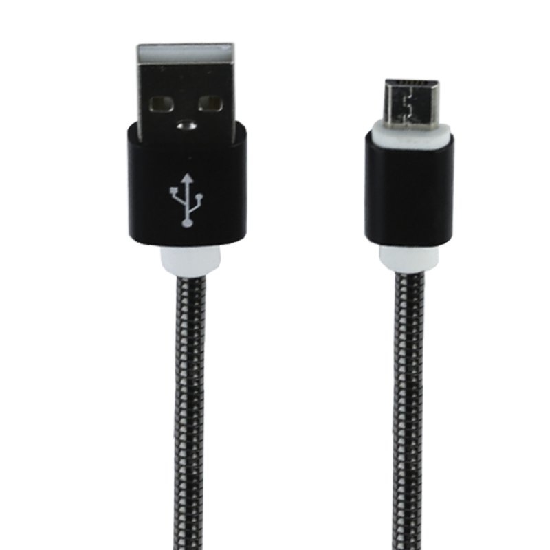 USB кабель LP Micro USB Металлическая оплетка 1м. (черный/европакет)
