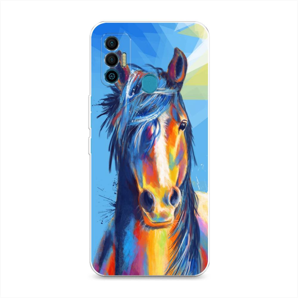 

Чехол для Tecno Spark 7 "Лошадь арт 3", Голубой;желтый;синий, 301050-1