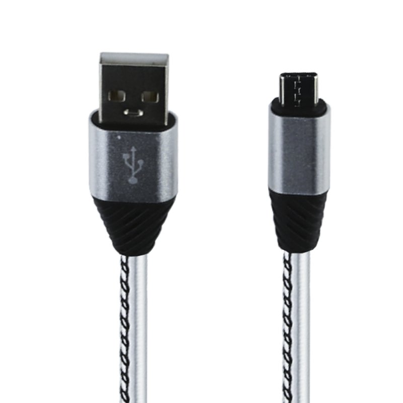 USB кабель LP Type-C Кожаная оплетка 1м. (серебряный/европакет)