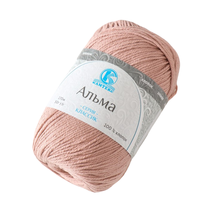 

Пряжа Альма 100% хлопок 170м/50гр (067 пудра), Розовый