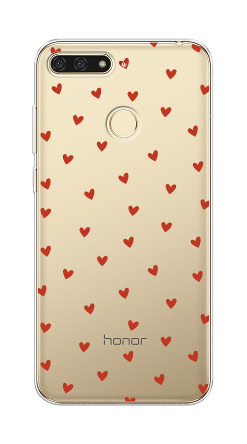 

Чехол на Honor 7C/7A Pro/Huawei Y6 Prime 2018 "Red hearts", Красный;прозрачный, 64550-1