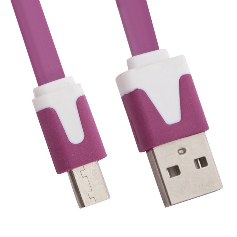 USB кабель LP Micro USB плоский узкий (сиреневый/европакет)