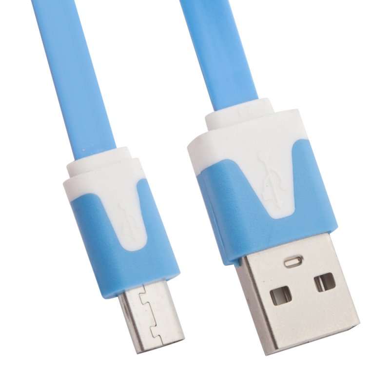 фото Usb кабель lp micro usb плоский узкий (синий/европакет) liberty project