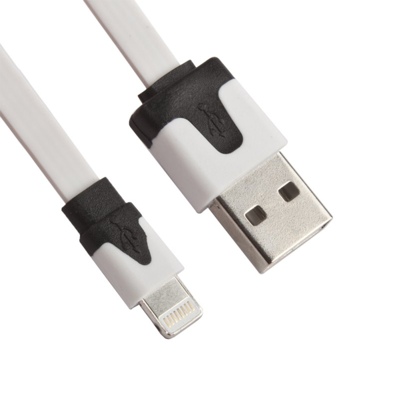 фото Usb кабель lp для apple iphone/ipad lightning 8-pin плоский узкий (белый/европакет) liberty project