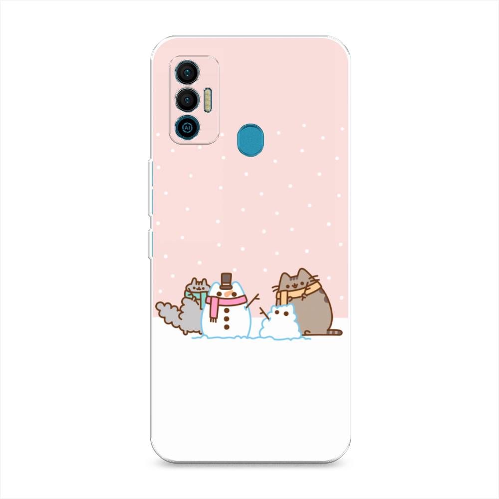 

Чехол для Tecno Spark 7 "Котики в снегу", Розовый;белый;серый, 301050-5