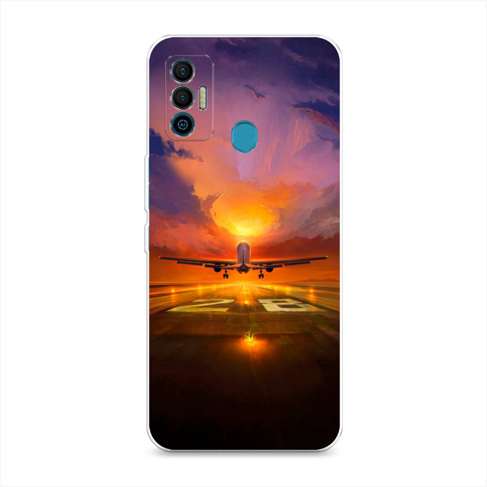 

Чехол для Tecno Spark 7 "Самолет на посадке", Оранжевый;синий, 301050-6