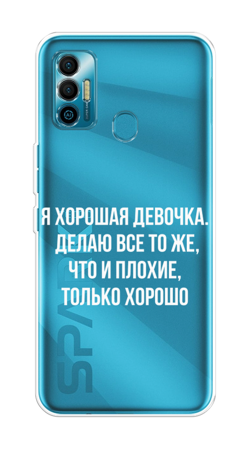 

Чехол на Tecno Spark 7 "Хорошая девочка", Серебристый, 301050-6