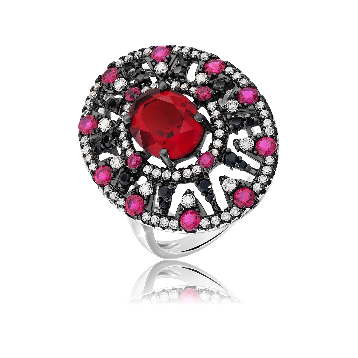 

Кольцо из серебра р. , VALTERA 113088, рубин искусственный\фианит, 113088