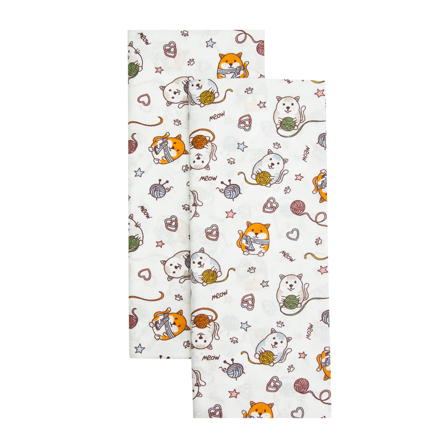 

Набор ситцевых пеленок Amarobaby Emotion Котик с клубком белый-2шт., AB2156E