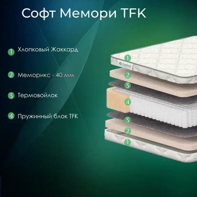 

Матрас Everest Софт Мемори TFK пружинный 140 х 195 см, Белый, Софт Мемори TFK