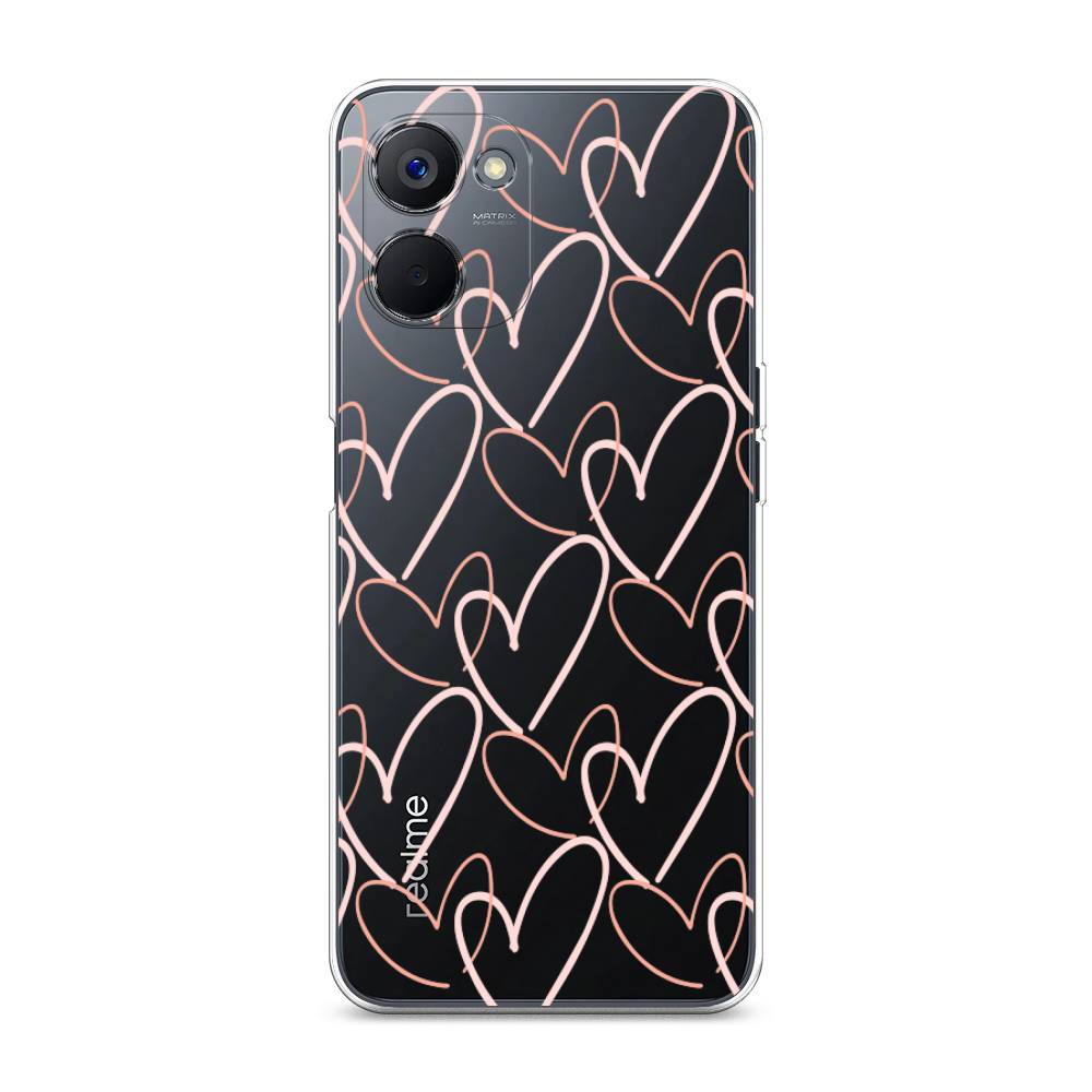 

Чехол на Realme V20 "Узор из сердечек", Розовый;бежевый, 2512950-6