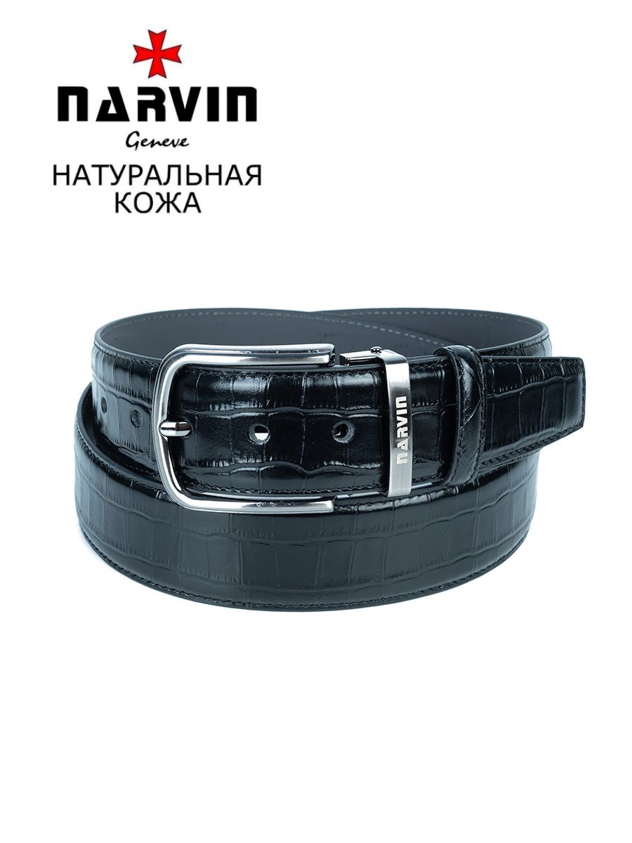 

Ремень мужской Narvin 34058 croco black, 125 см, Черный, 34058