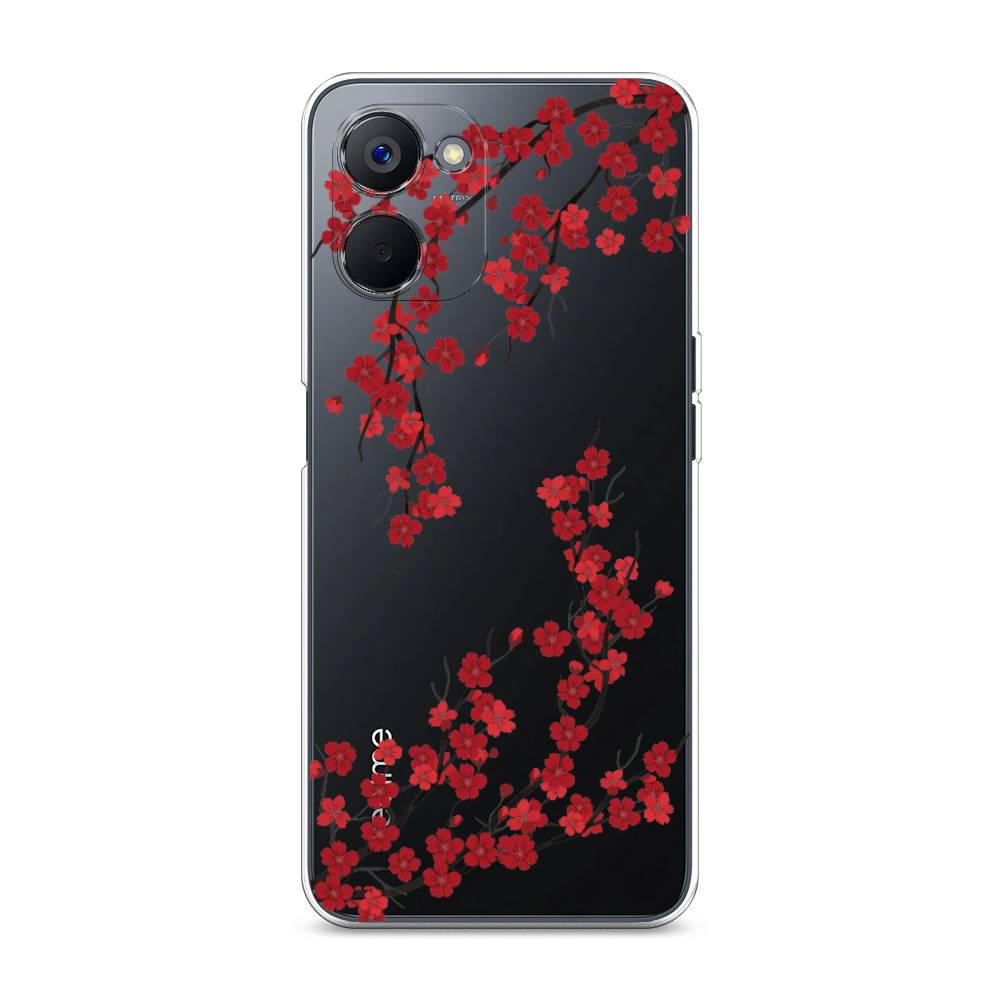 

Чехол на Realme V20 "Красная сакура", Красный;черный, 2512950-2